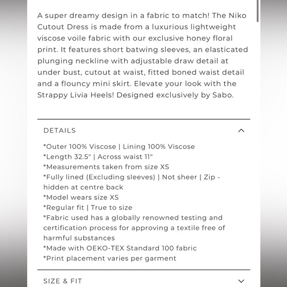 NWT Niko Cutout Dress - Honey Floral - Picture 4 of 6